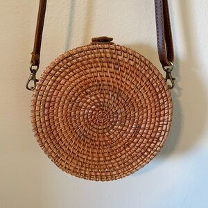 Round Woven Tan Bag